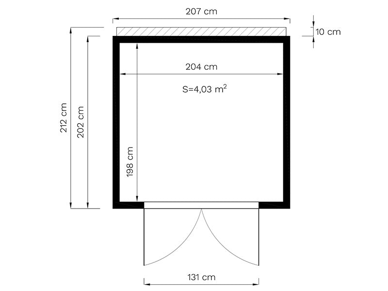 Casetta da giardino in legno, Bertilo Cubico 3, 2,07x2,02x2,08m, 4,1m², Naturale