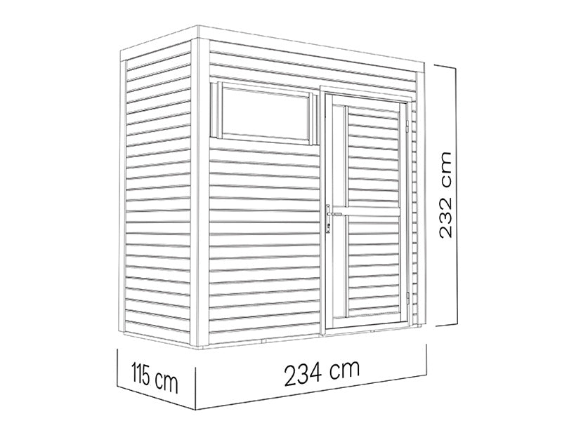 Wooden shed, Bertilo Cubus 1, 2.34x1.15x2.32 m, 2.7 m², Natural