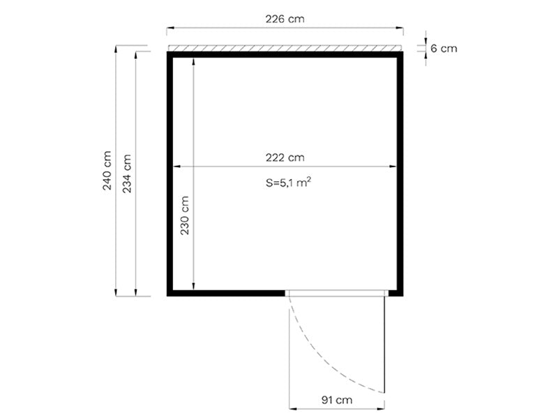 Wooden shed, Bertilo Cubus 2, 2.26x2.34x2.32 m, 5.3 m², Natural