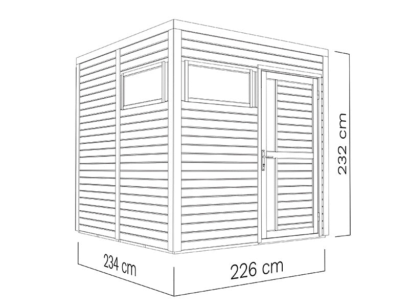 Casetta da giardino in legno, Bertilo Cubus 2, 2,26x2,34x2,32m, 5,3m², Grigio