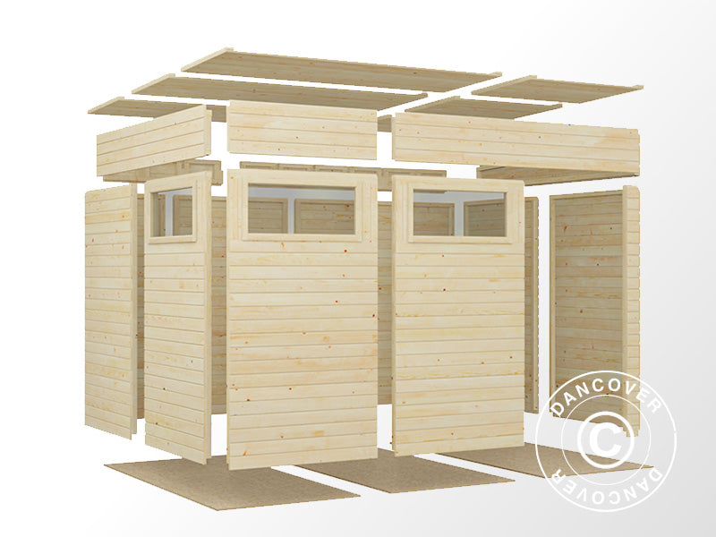 Wooden shed, Bertilo Cubus 3, 3.37x2.34x2.32 m, 7.9 m², Natural