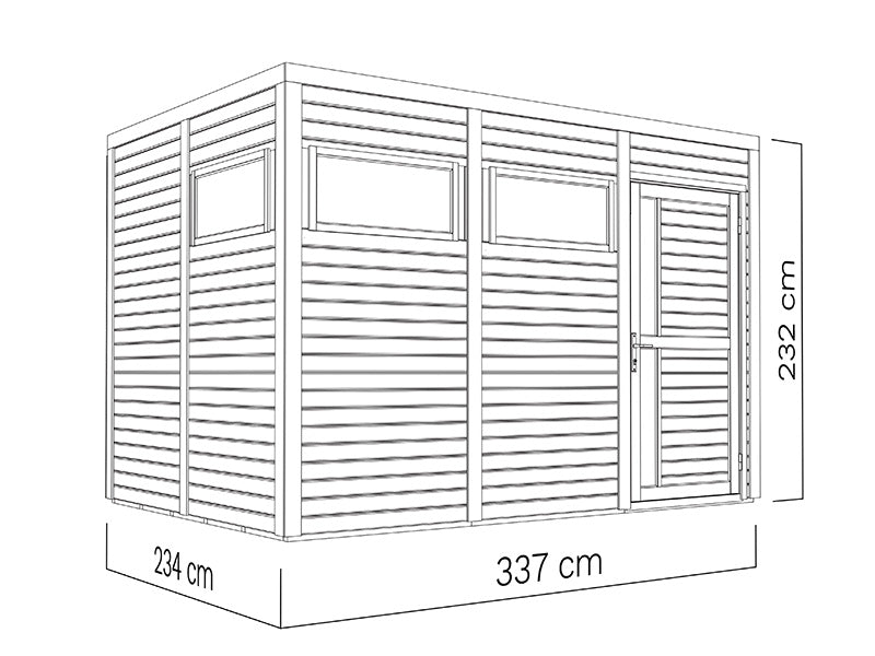 Wooden shed, Bertilo Cubus 3, 3.37x2.34x2.32 m, 7.9 m², Grey