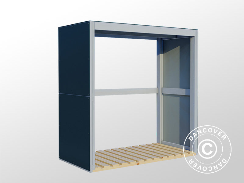 Houtopslag, Bertilo HPL 2, 1,51x0,75x1,54m, 1,13m², Antraciet/Grijs NOG SLECHTS 3 ST.