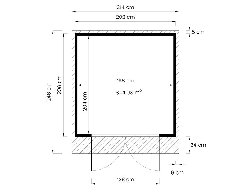 Gartenhaus, Bertilo Melrose, 2,02x2,07x2,15m, Natur