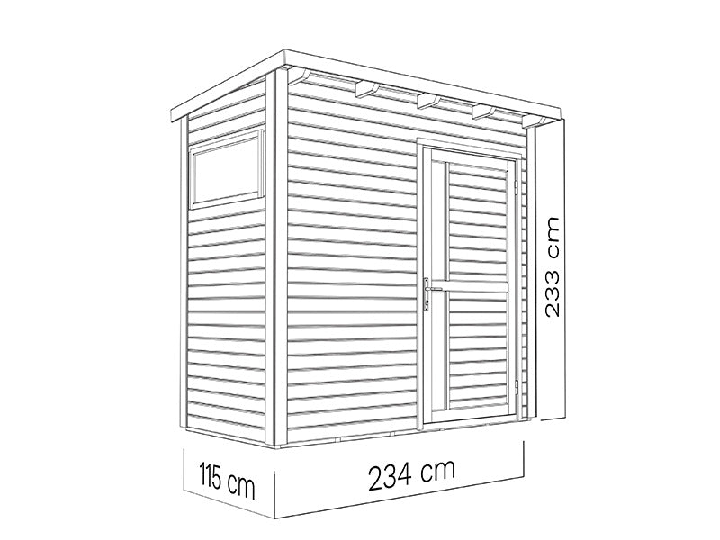 Wooden shed, Bertilo Pentus 1, 2.34x1.15x2.33 m, 2.55 m², Natural