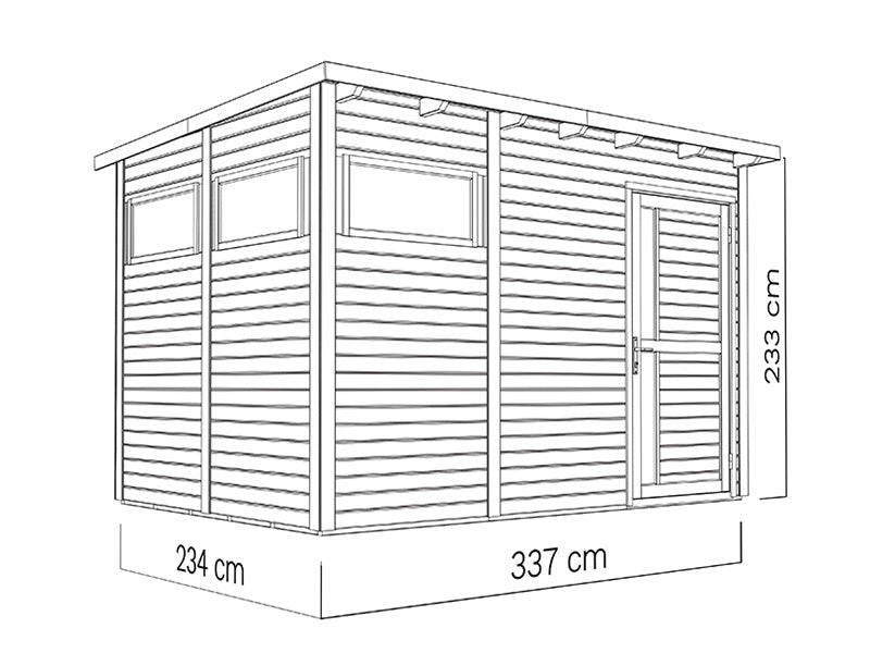 Puinen vaja, Bertilo Pentus 3, 3,37x2,34x2,33m, 7,65m², Luonnonväri