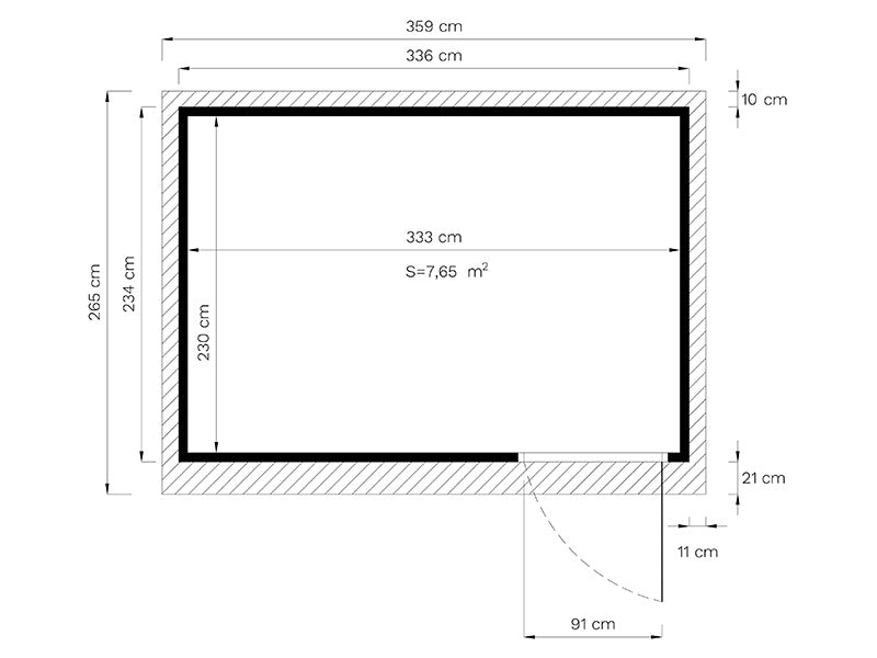 Wooden shed, Bertilo Pentus 3, 3.37x2.34x2.33 m, 7.65 m², Grey
