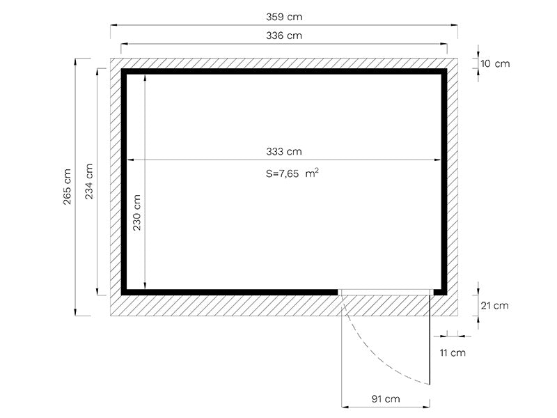 Cabane en bois, Bertilo Pentus 3O, 3,37x2,34x2,33m, Gris