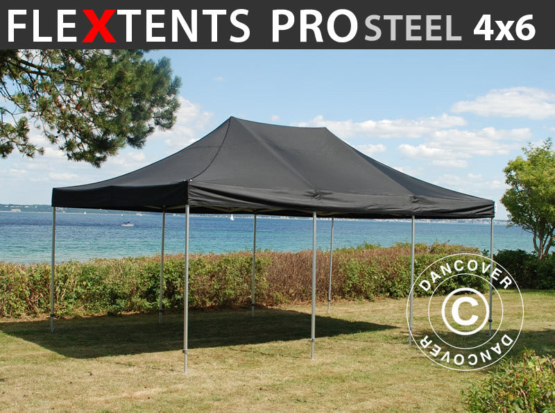 Saliekamā nojume FleXtents PRO Steel 4x6m Melns