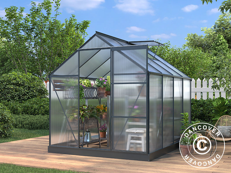 Greenhouse Polycarbonate 4.75 m², 1.9x2,5x2.05 m w/base, Black
