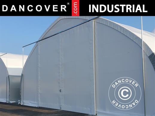 Portone scorrevole 3,5x3,5m per capannone tenda/tunnel agricolo 8m, PVC, Bianco