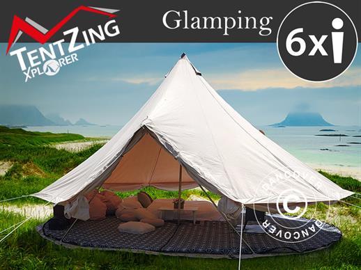 Namiot dzwonkowy do glampingu, TentZing®, 5x5m, 6-osobowy, Piaskowy