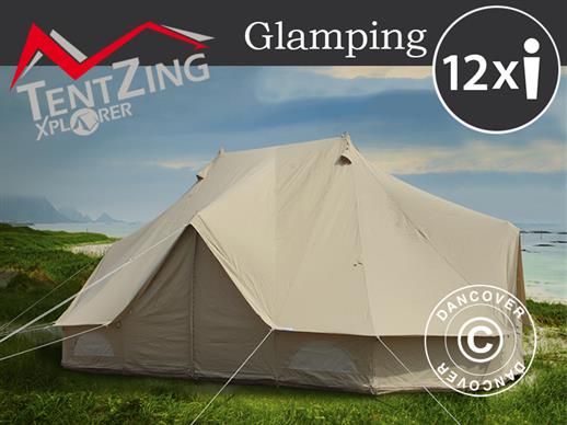 Lavvo til glamping, TentZing® 4x6m, 12 personer, Sandfarget