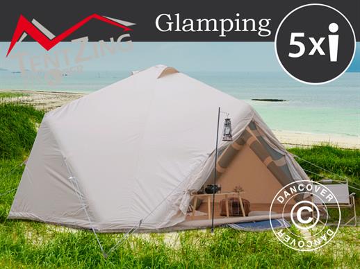 Glampingtelt, oppusteligt, TentZing®, 4x4m, 5 Personer, Sand