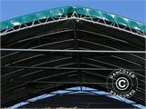 Telthall/rundbuehall 10x15x5,54m m/skyveport, PVC, Grønn