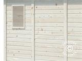 Redskapsbod mot vegg i tre m/vindu 1,65x3,32x2,1m, 5,4m², naturlig
