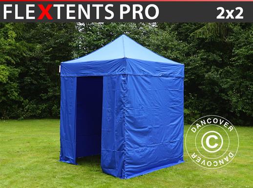 Quick-up telt FleXtents PRO 2x2m Blå, inkl. 4 sider