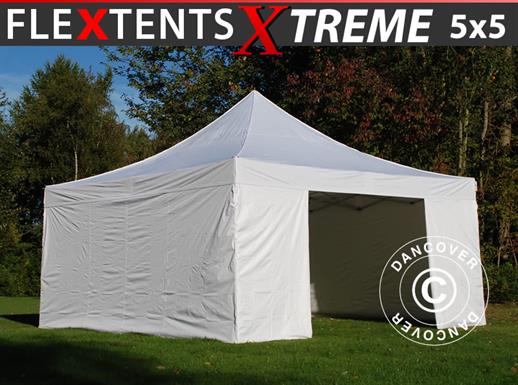 Quick-up telt FleXtents Xtreme 50 5x5m Hvit, inkl. 4 sider