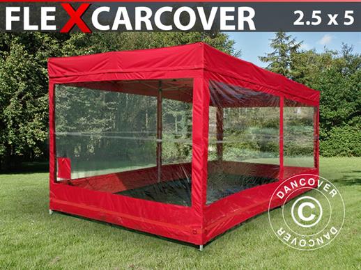 Sammenleggbar garasje FleX Carcover, 2,5x5m, Rød