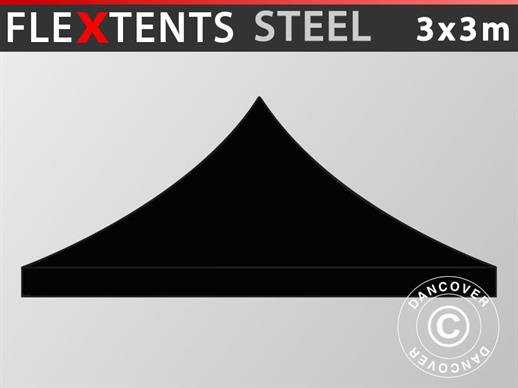 Kattopeite pikateltoille FleXtents Steel ja Basic v.3 3x3m, Musta