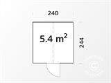Drivhus/hagepavlijong av tre, 2,4x2,44x2,83m, 5,4m², grå