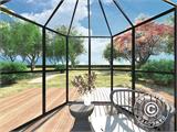 Orangeri/drivhus glas, sekskantet 3,74m², 2,08x2,4x2,32m m/sokkel, Sort