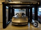 Uppblåsbart garage 3x6m, PVC, Svart/Klart med luftfläkt