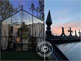 Orangeri/växthus i glas 13,3m², 4,45x2,99x2,95m med bas och takdekoration, Svart
