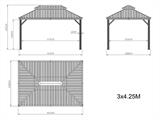 Pavillon Santa Fe m/sidevægge og myggenet, 3x4,25m, Sort