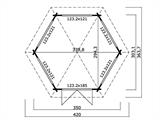 Cenador de madera Alicante, hexagonal 3,5x3,03x3,07m, 44mm, Gris Oscuro