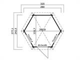 Cenador de madera Lausanne, hexagonal 2,8x2,42x2,89m, 44mm, Natural