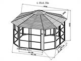 Paviljong San Bruno m/sidevegger av polykarbonat, åttekantet 4,35x4,35m, Messing