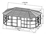 Paviljong San Bruno m/sidevegger av polykarbonat, åttekantet 4,35x6,6m, Messing