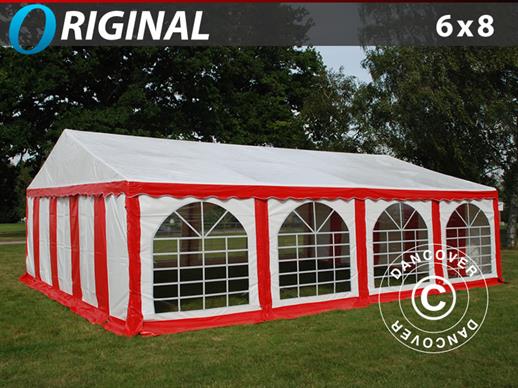 Demo: Marquee Original 6x8 m PVC, Red/White, base frame included. ONLY 1 PC. LEFT