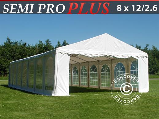Marquee Semi PRO Plus 8x12 m PVC 2,6 m, White