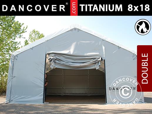 Storage shelter Titanium 8x18x3x5 m, White/Grey