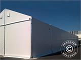 Nave de almacenamiento industrial Alu 12x12x5,42m con puerta corredera, PVC, Blanco