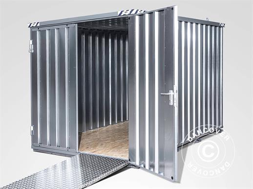 Container, Rigel, 2,1x2,1x2,1m m/ doble sidehengslede dører, sølvfarget