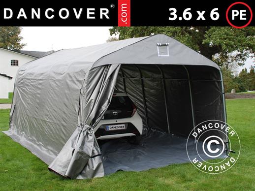 Garasjetelt PRO 3,6x6x2,7m PE med teltgulv, grå