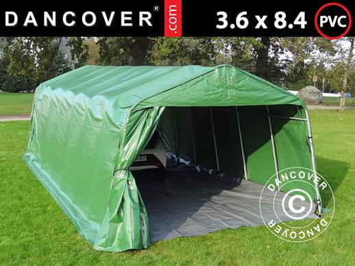 Namiot garażowy PRO 3,6x8,4x2,7m PCV z podłogą, zielony