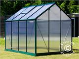 Greenhouse Polycarbonate 4.78 m², 1.9x2.52x2.01 m w/base, Green
