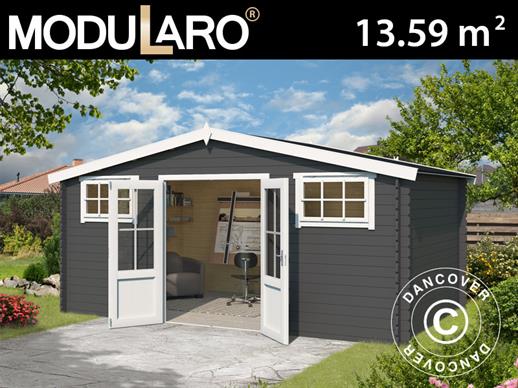 Wooden shed/cabin Sandvika 4.8x2.92x2.45 m, 28 mm, Dark Grey