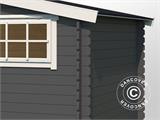 Wooden shed/cabin Sandvika 4.8x2.92x2.45 m, 28 mm, Dark Grey