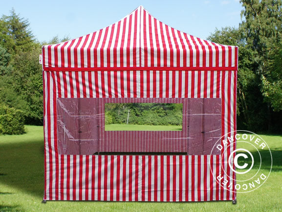 Seitenwand mit Panoramafenster für FleXtents, 3m, Gestreift