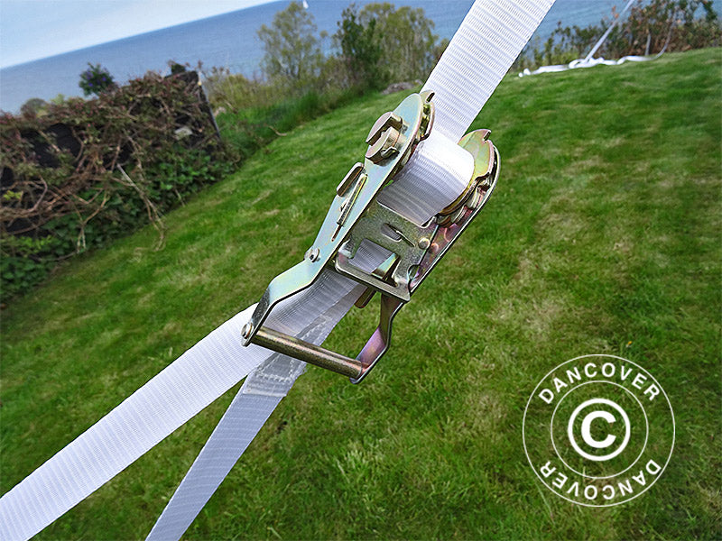 Pacco Sicurezza 4 (aste da terra 100cm & cinghie a cricchetto), Bianco