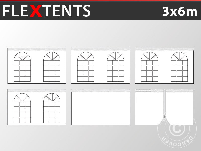 Kit paroi latérale pour Tente pliante FleXtents Vintage 3x6m, Blanc