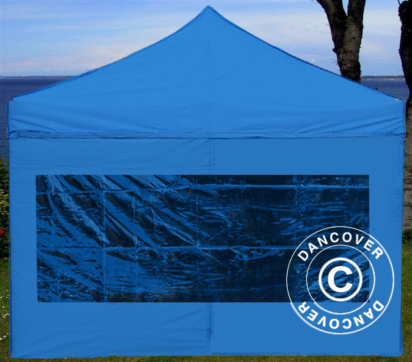 Paroi latérale avec fenêtre panoramique pour FleXtents, 4m, Bleu
