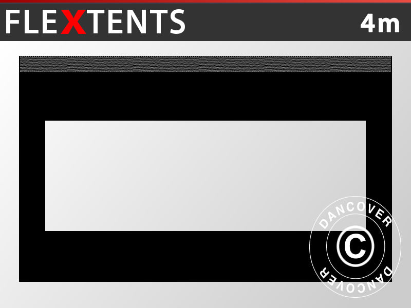 Bočne stranice s panoramskim prozorom za FleXtents, 4m, Crna
