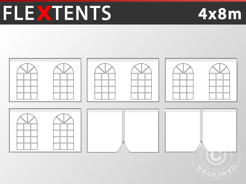 Sidewall kit for Pop up gazebo FleXtents Vintage 4x8 m, White
