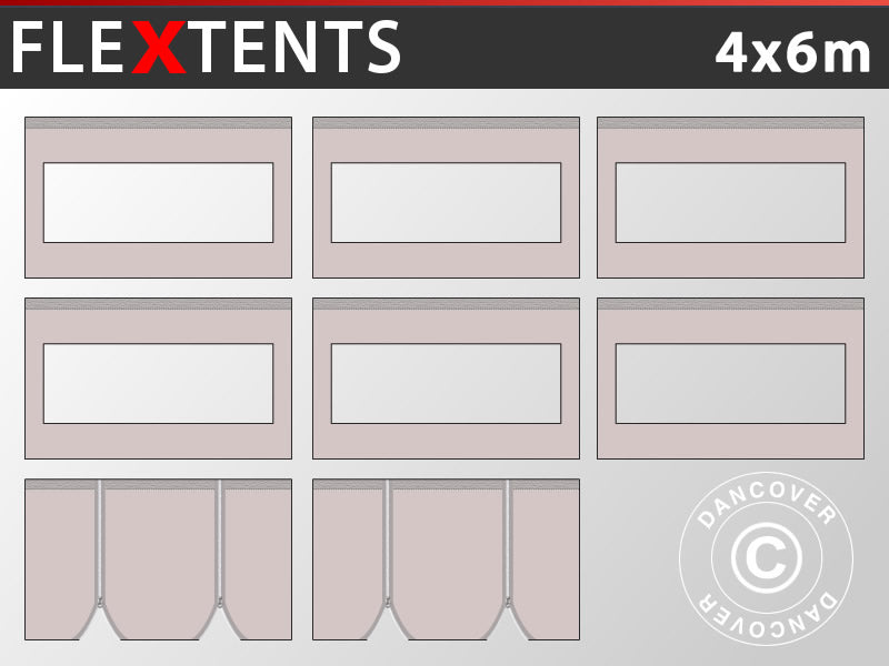 Sānsienu komplekts priekš Saliekamā nojume FleXtents PRO 4x6m, Latte